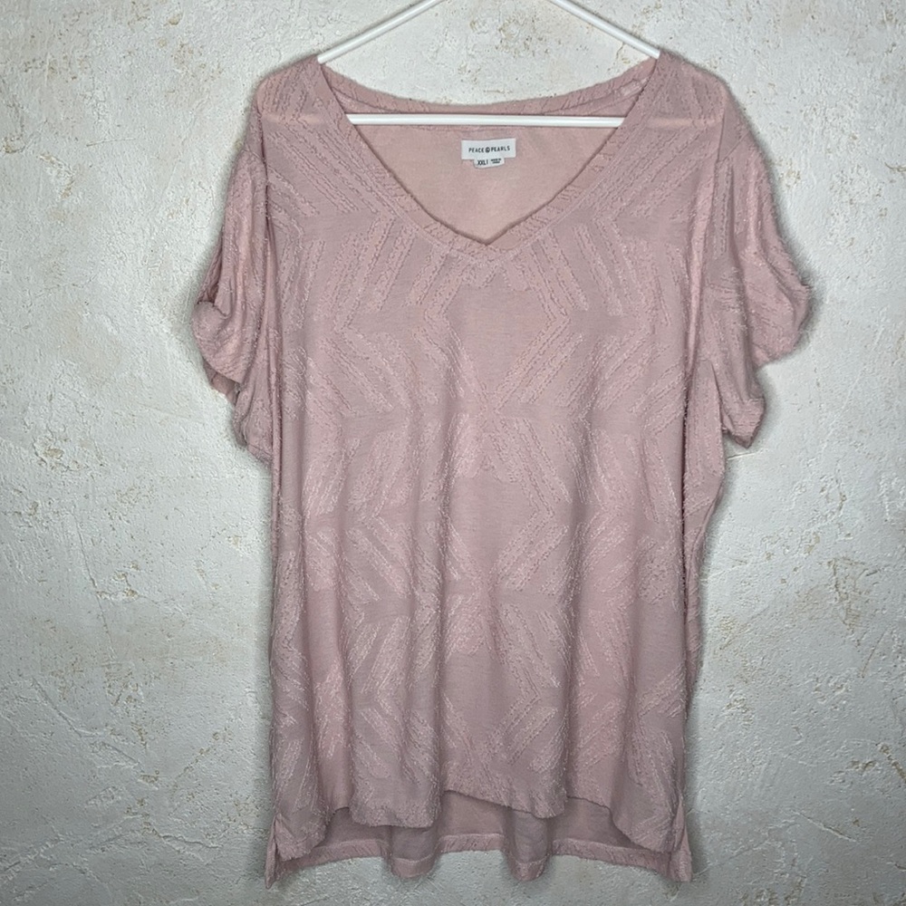 Peace & Pearls V-neck Tee